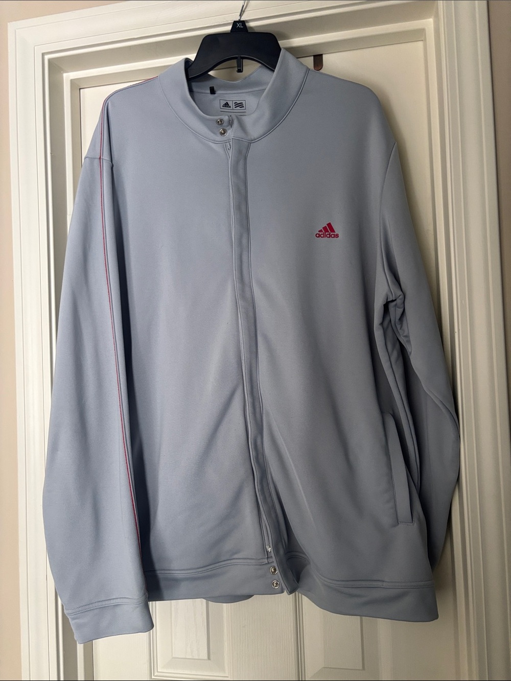 adidas Men's 2XL Light gray Full-Zip Jacket with red Logo